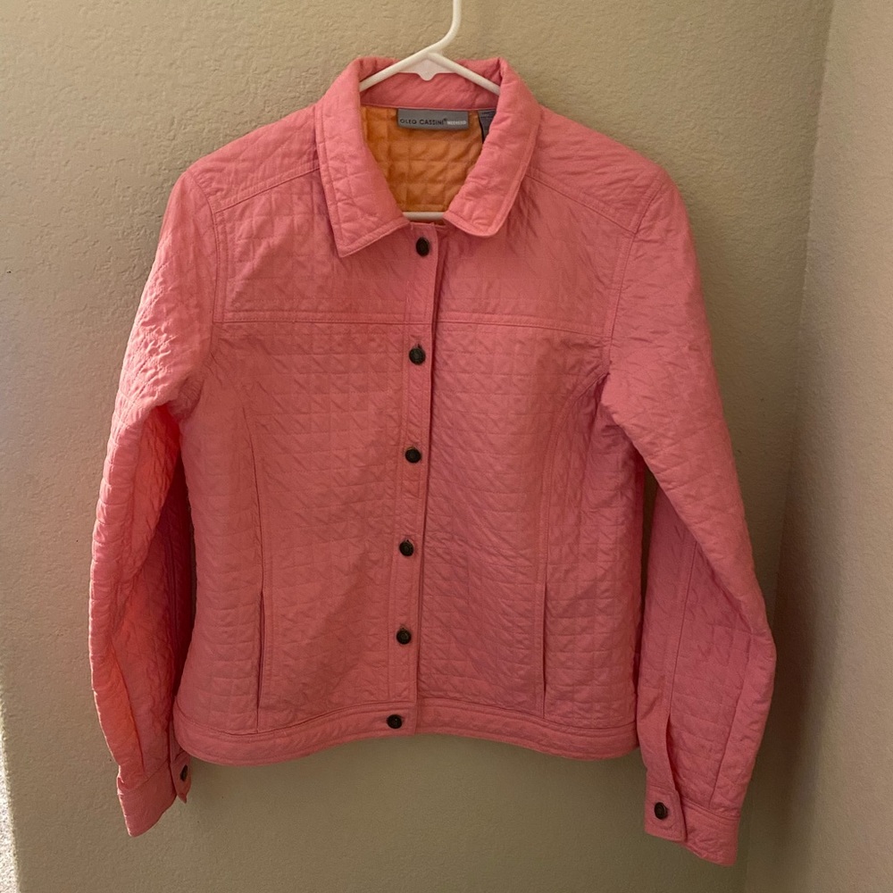 Oleg Cassini Medium Pink Weekend Quilted Jacket